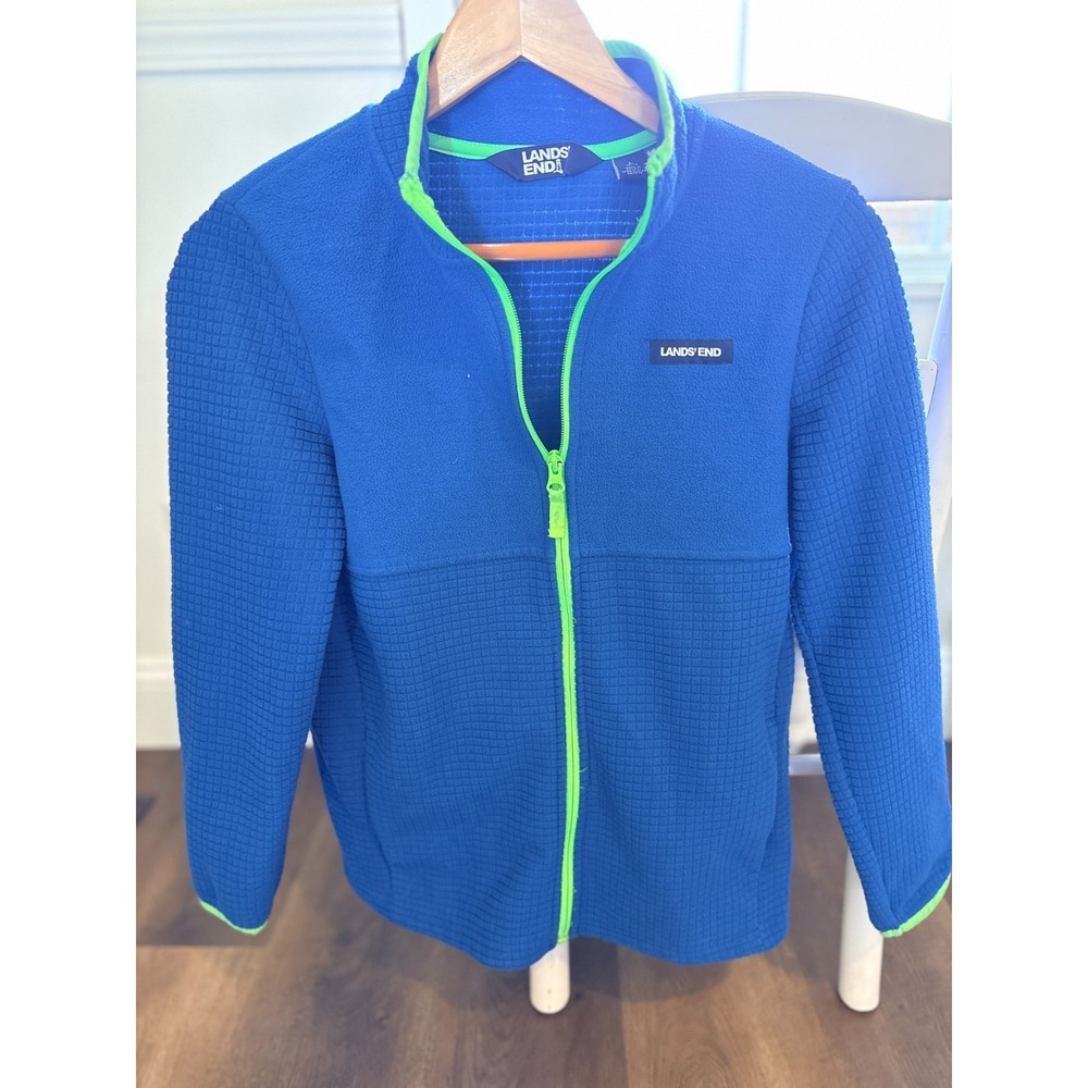 Lands‎ End Boys Girls Fleece Hoodie Jacket Sweatshirt Full Zip - Medium 10-12 M